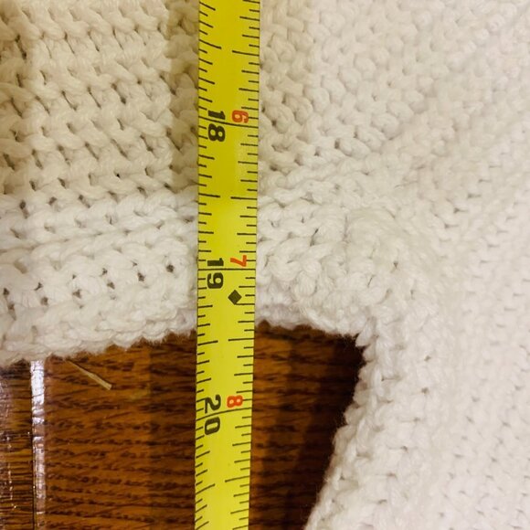 Vintage 90's J. Crew Irish Aran Fisherman Sweater White Cable Knit Turtleneck - Picture 8 of 16